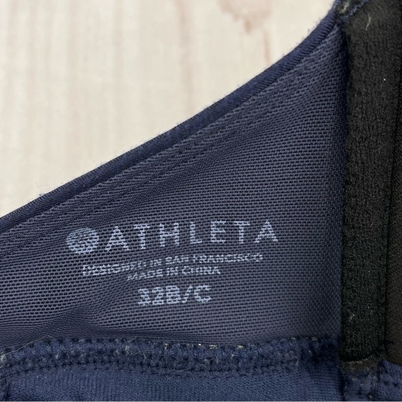 Athleta Aqualuxe Bra Cup 2-Way Tankini Swim Top Navy Blue Sz 32 B/C - Picture 6 of 14